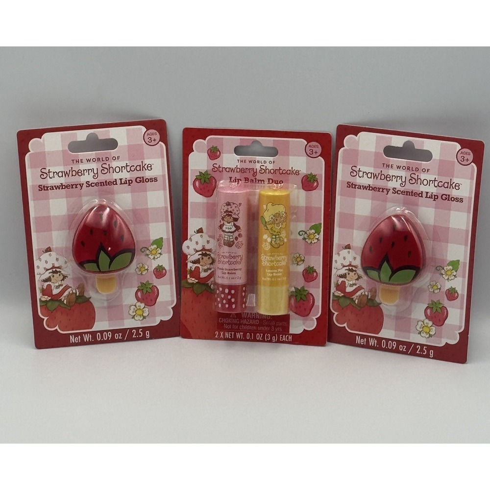 Strawberry Shortcake Strawberry Scented Lip Balm Duo & 2 Strawberry Lip Glosses